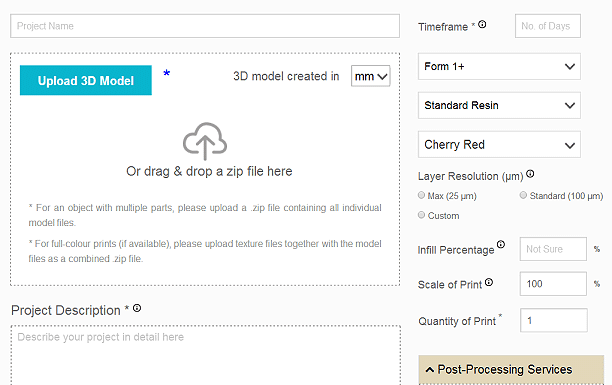 3D Printing Quote, 3D Design Quote, 3D Scanning Quote on Fabforma